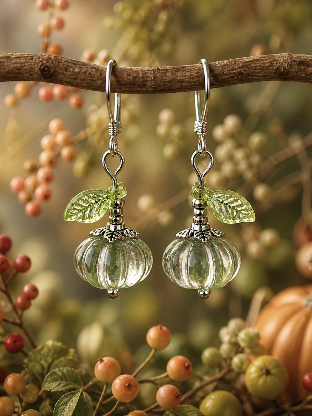 Boho Green Pumpkin Earrings